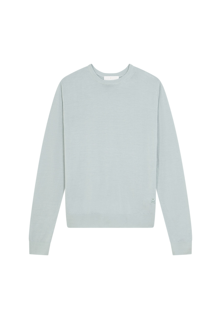 Crew neck sweater with logo in merino wool - Eddie
