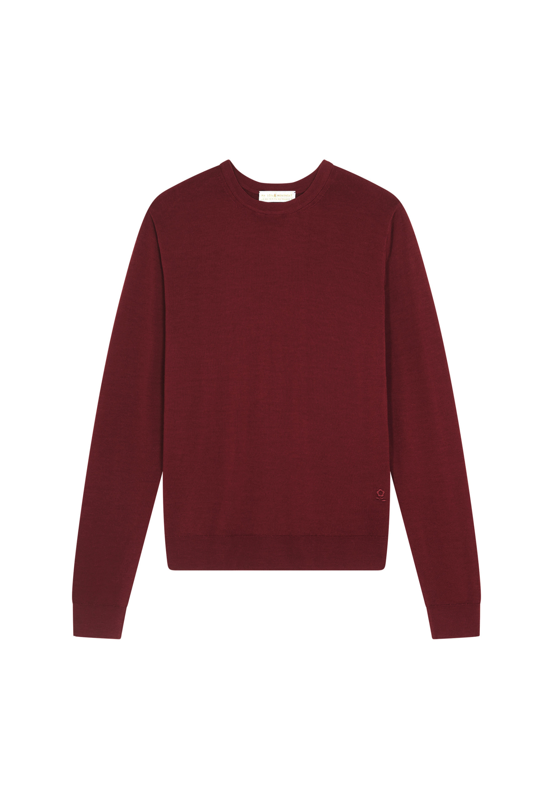 Pull col rond avec logo en laine mérinos - Eddie 7852 celadon - 94 Vert amande