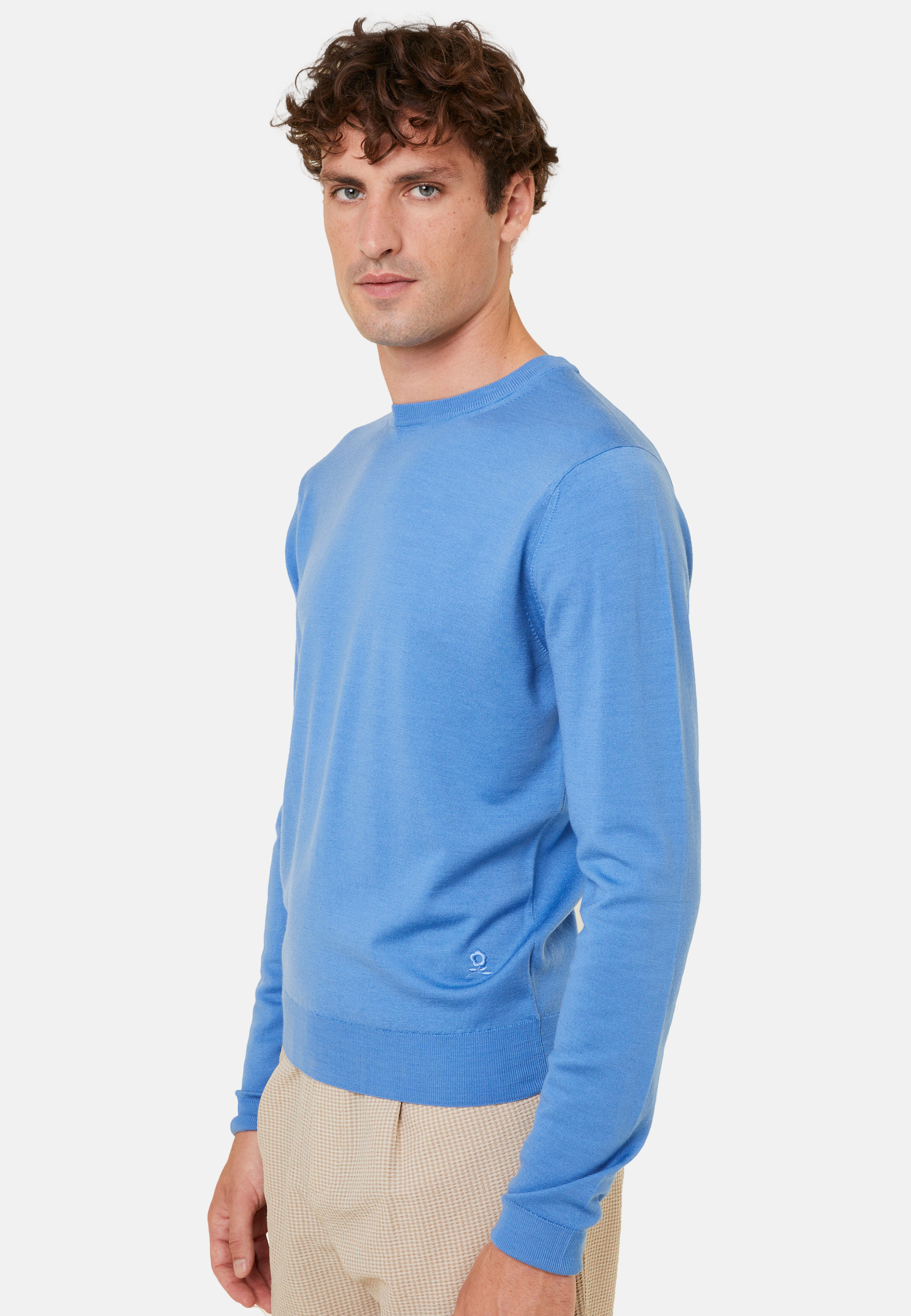 Crew neck sweater with logo in merino wool - Eddie