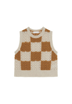 Openwork sleeveless wool cocoon sweater - Geva