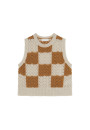 Pull ajouré sans manches en laine cocon - Geva 7906 ecru/soleil - 15 Orange