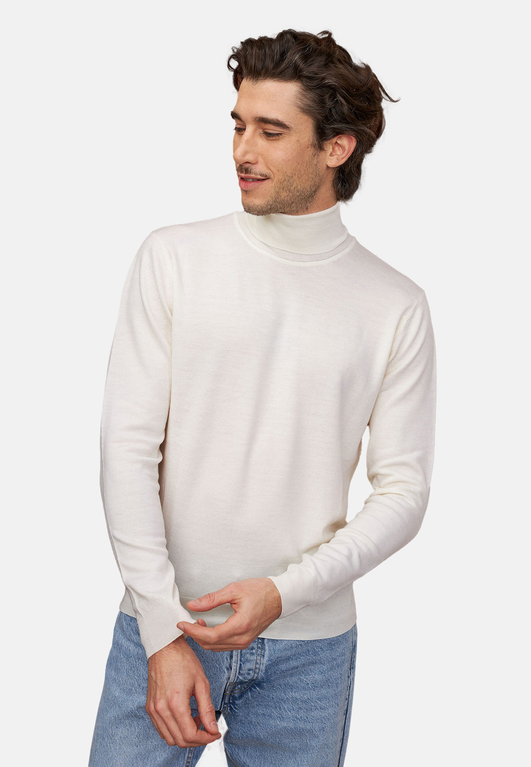 Pull col roulé avec logo en laine mérinos - Enzo