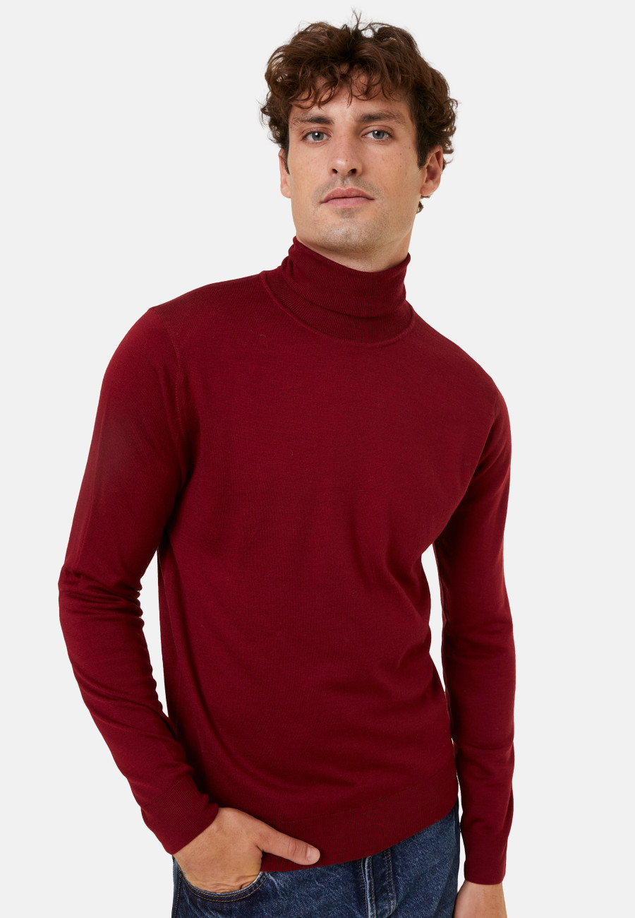 Turtleneck sweater with logo in merino wool - Enzo