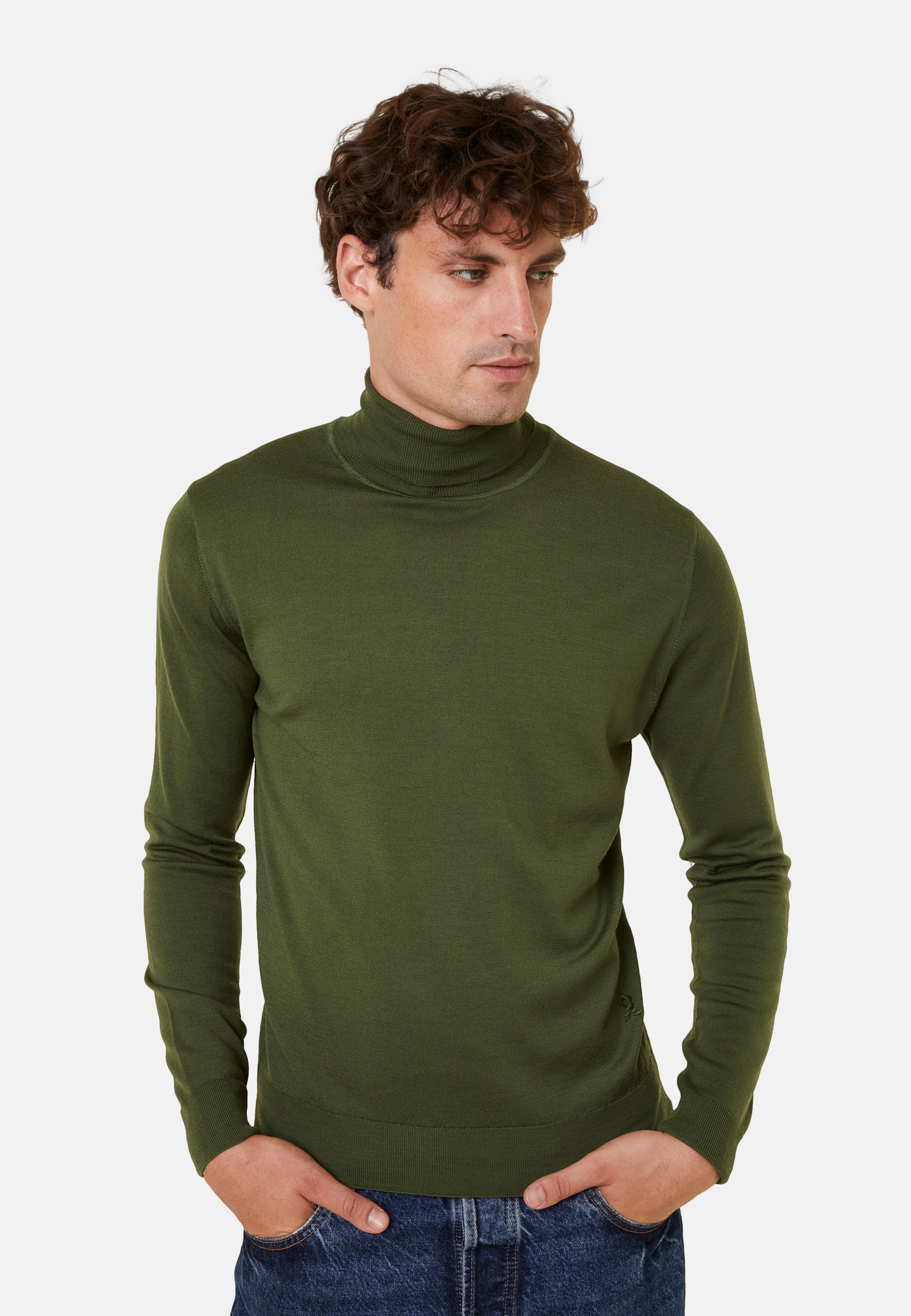 Pull col roulé avec logo en laine mérinos - Enzo