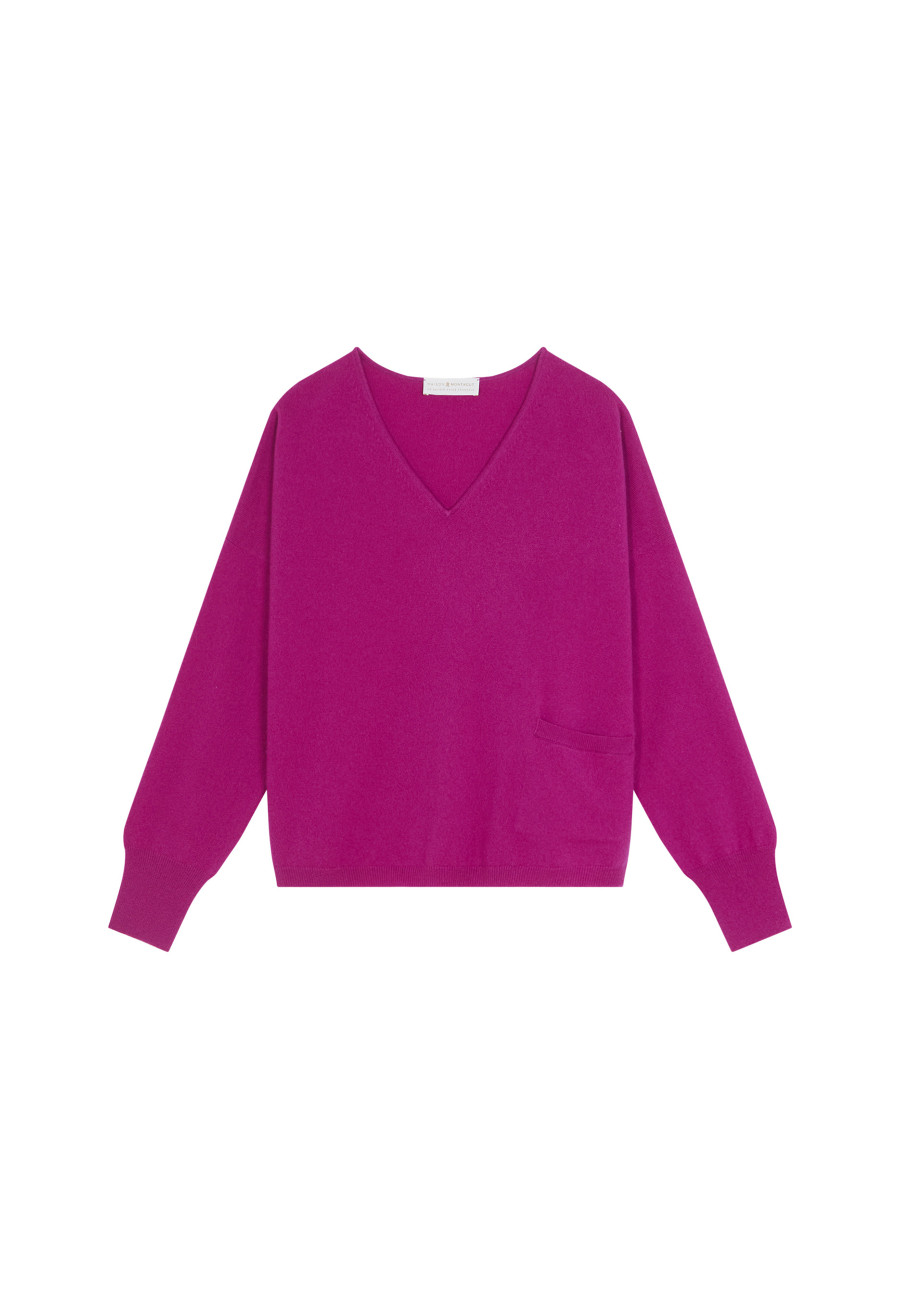 Short cashmere sweater with pocket - Balba