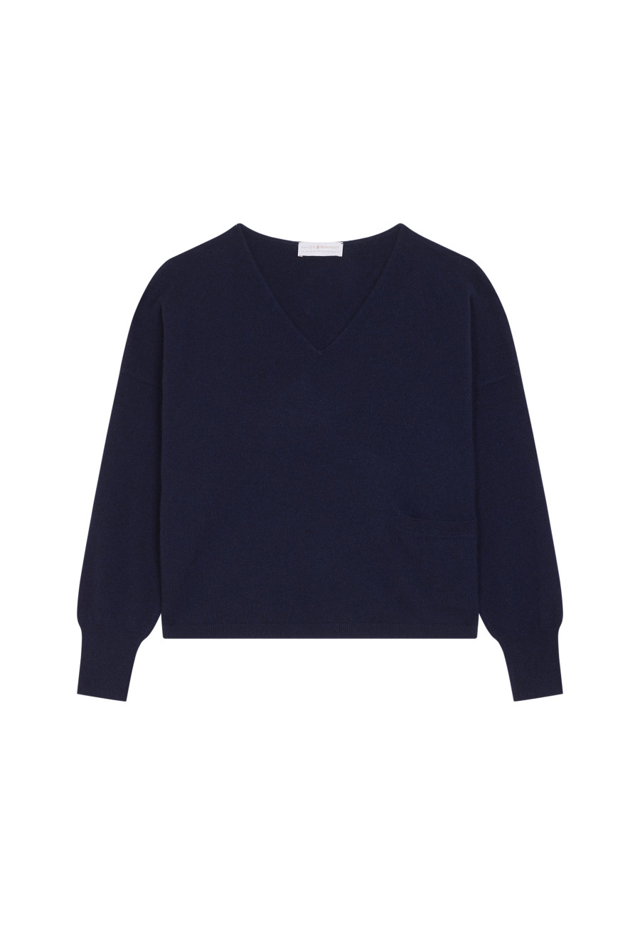 Suéter curto de cashmere com bolso - Balba