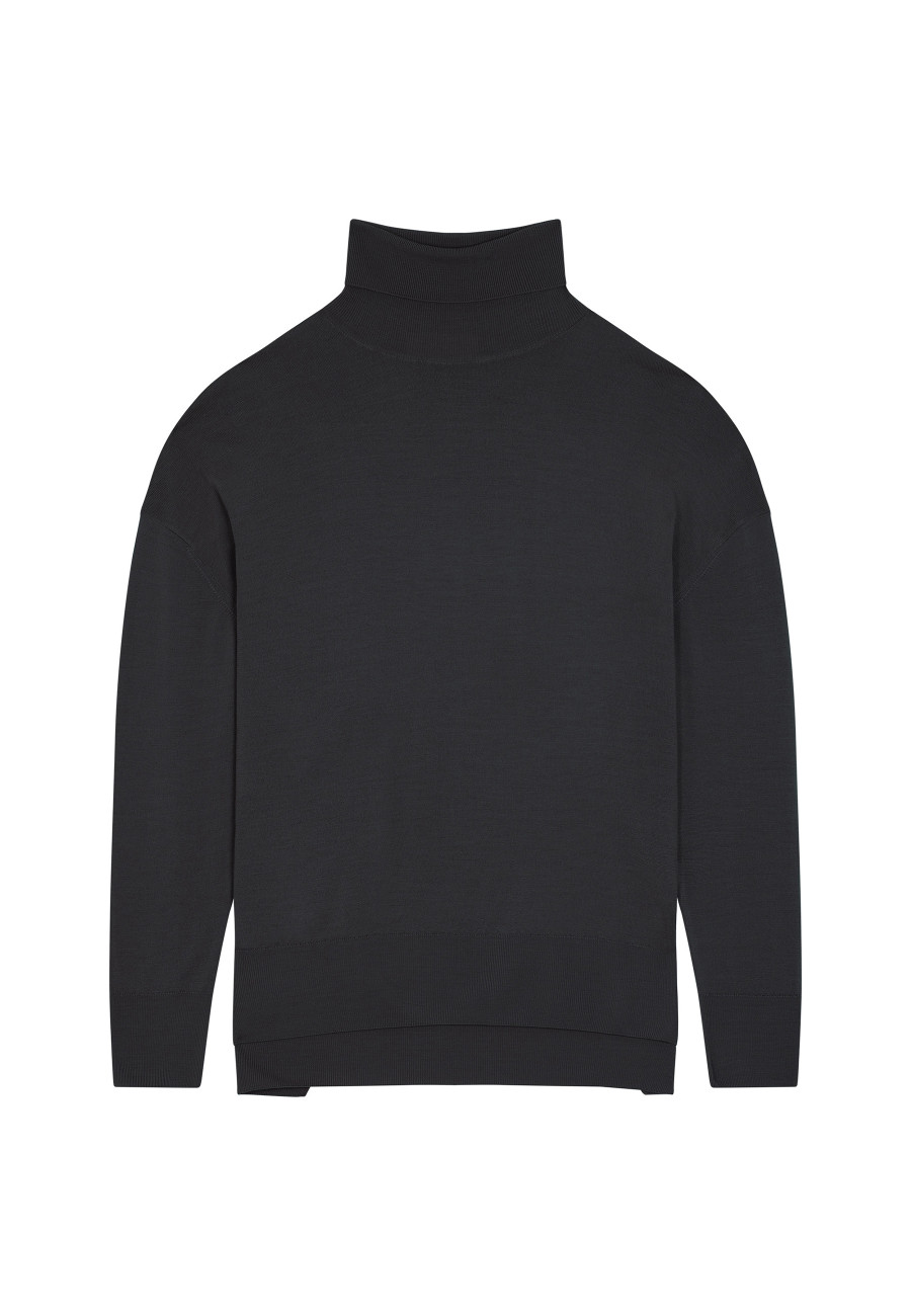Merino wool turtleneck sweater with slits - Amy