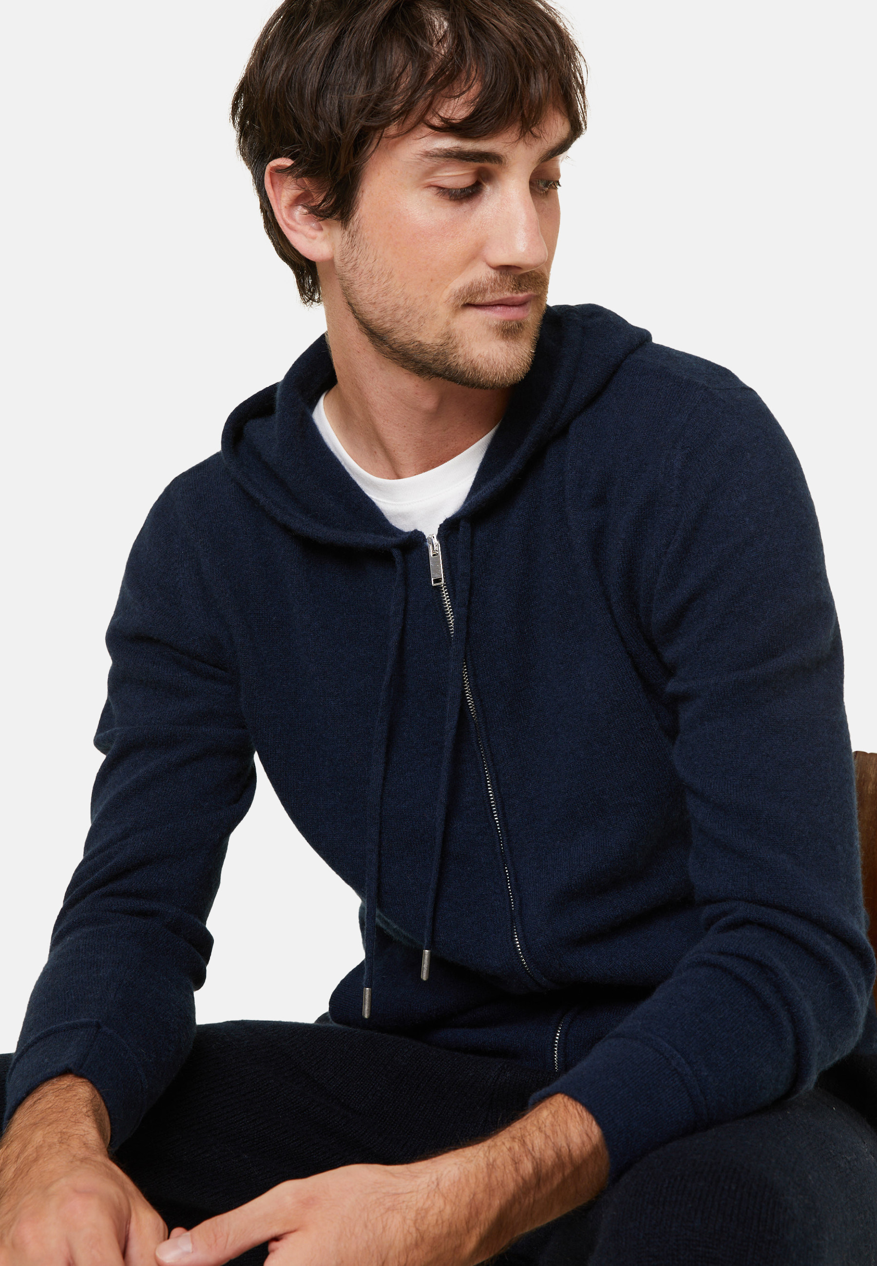 Gilet zippé à capuche en cachemire - Bradley