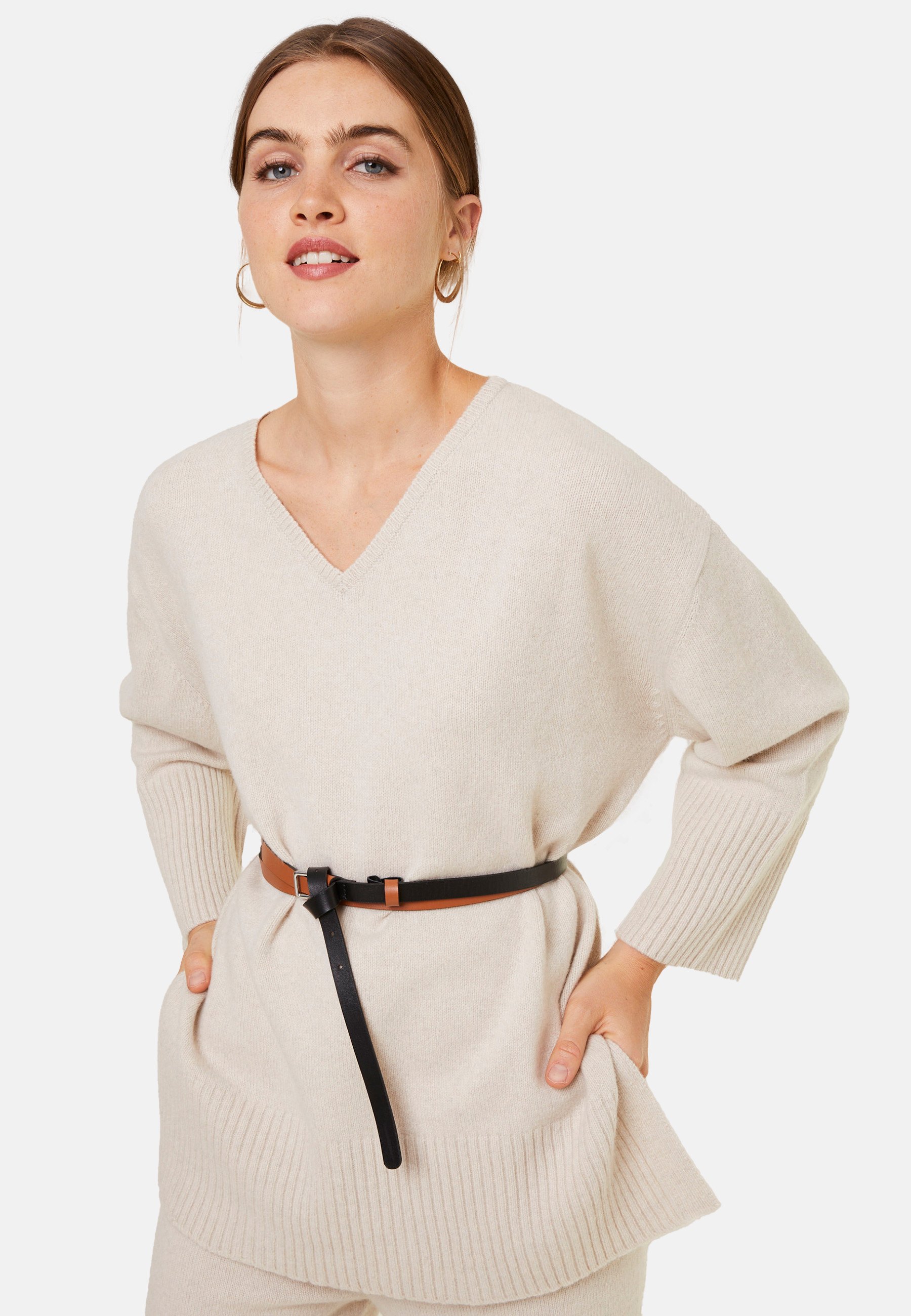 Loose sweater with slits in recycled cashmere and wool - Darius