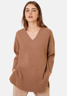 Loose sweater with slits in recycled cashmere and wool - Darius