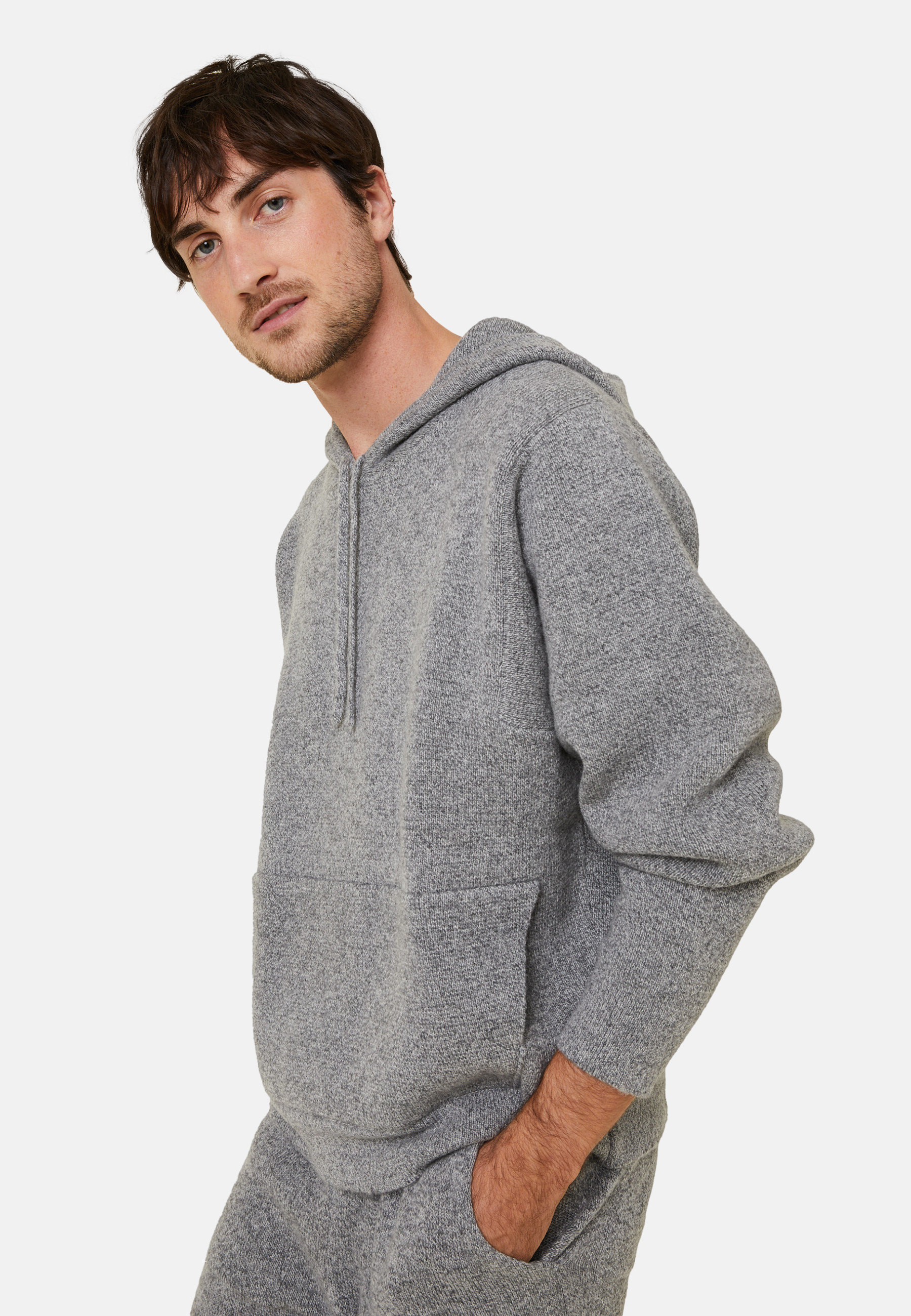 Hoodie à capuche avec poches en laine et cachemire - Fabio