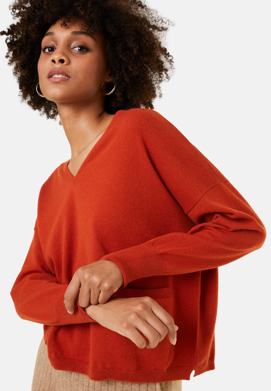 Suéter curto de cashmere com bolso - Balba