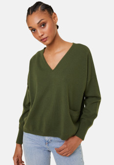 Short cashmere sweater with pocket - Balba
