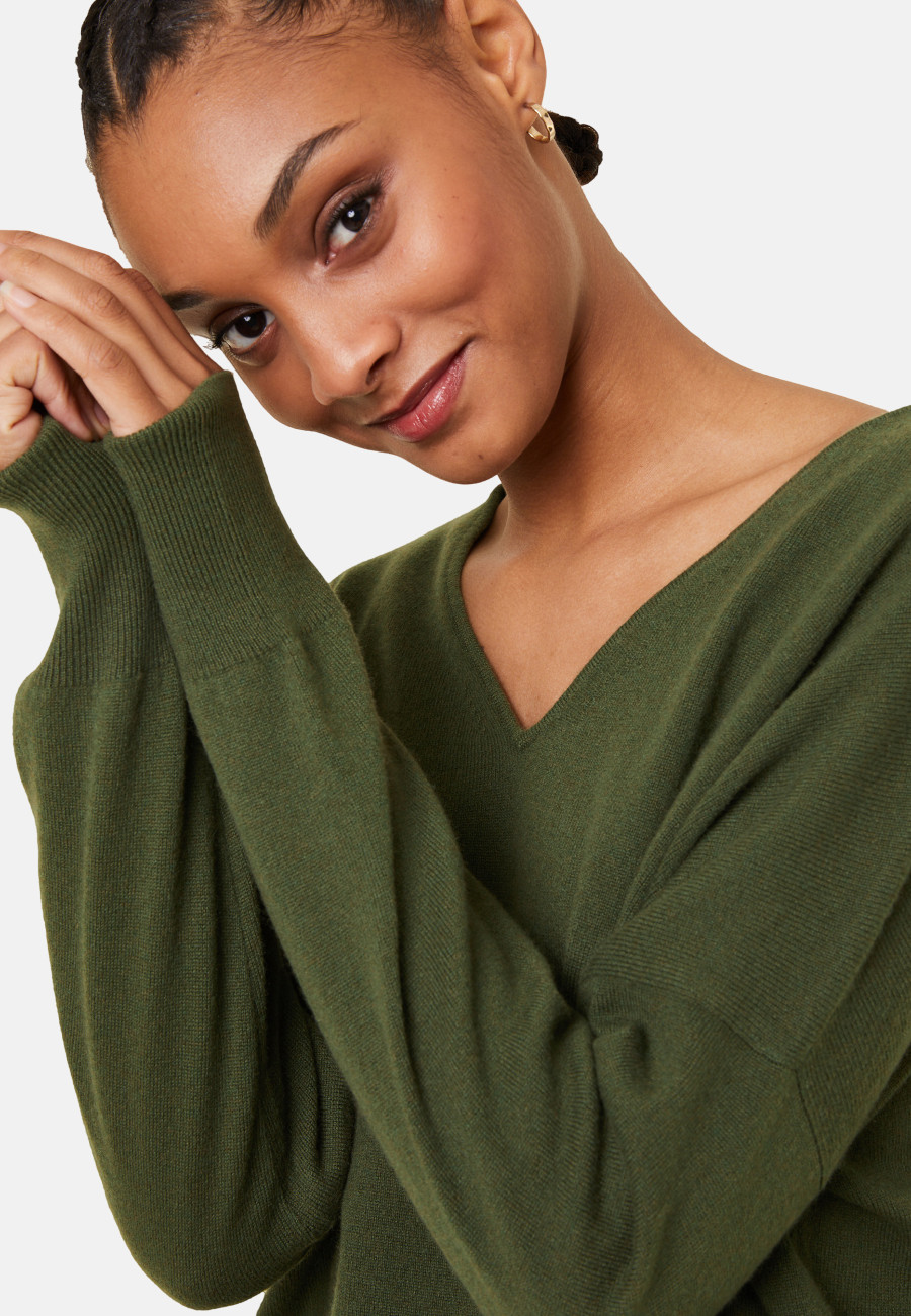 Short cashmere sweater with pocket - Balba