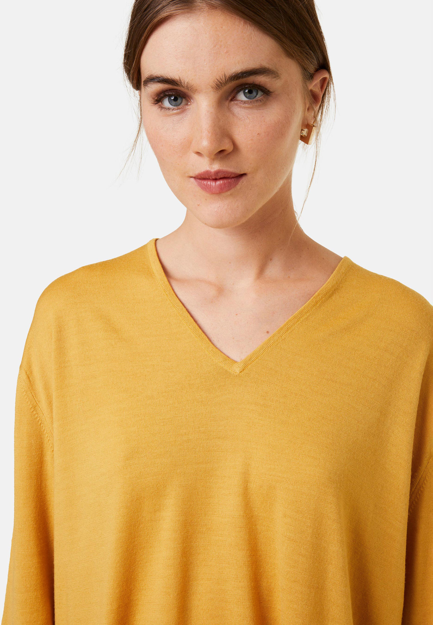 Pull ample col V à poches en laine mérinos - Albertine