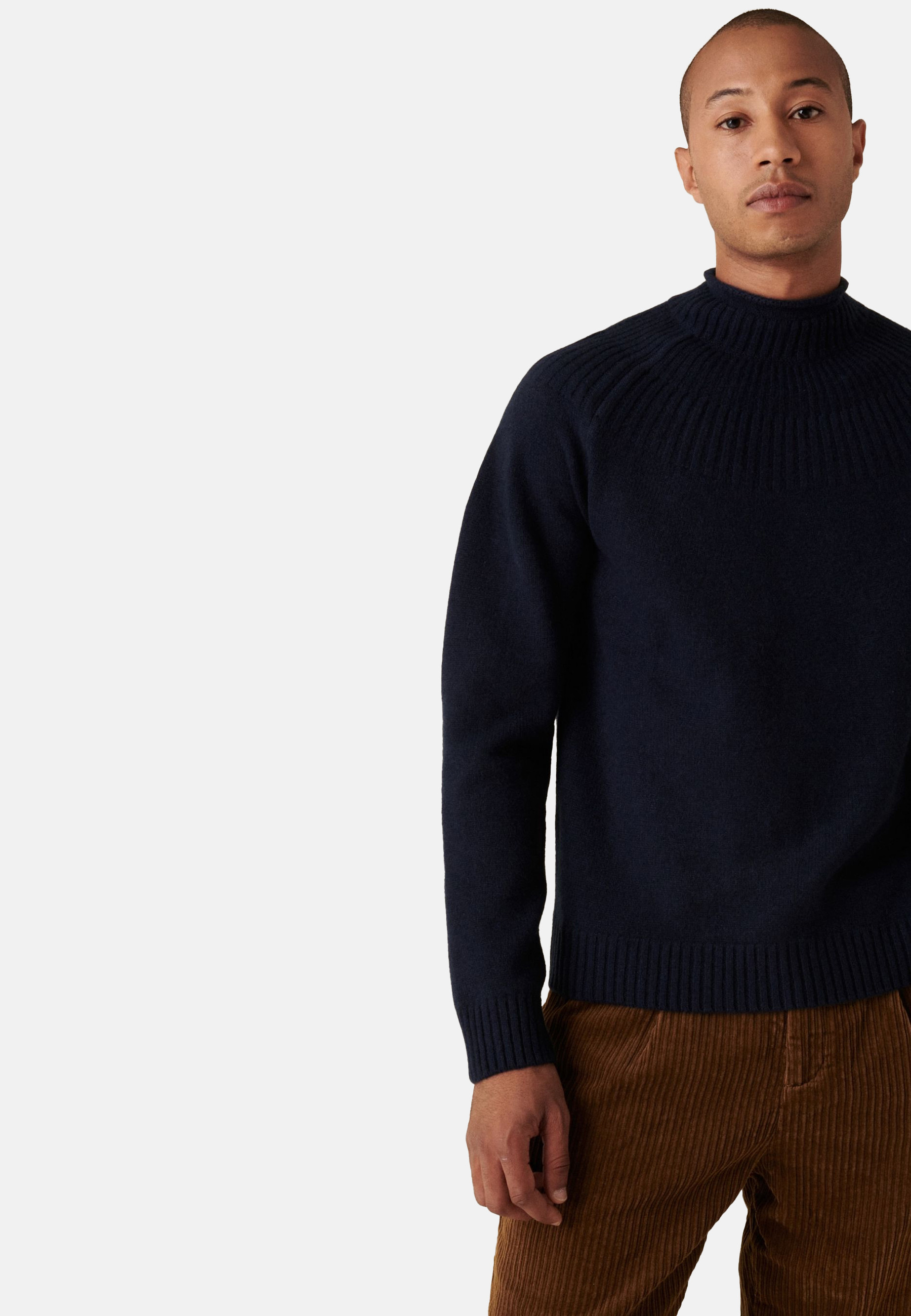 Pull en cachemire col avec jeu de mailles - Arman