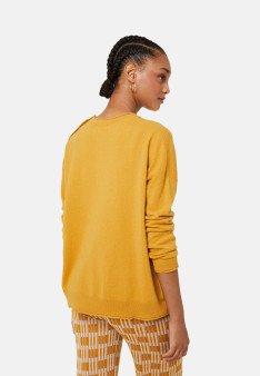 Loose-fit buttoned cashmere round-neck sweater - Acene