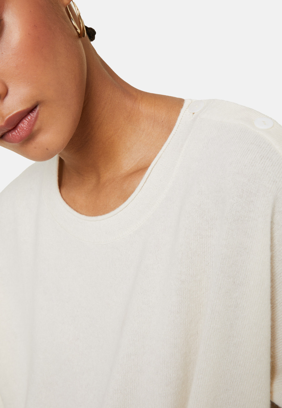 Loose-fit buttoned cashmere round-neck sweater - Acene