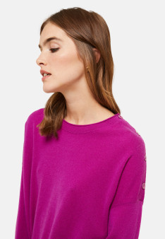 Loose-fit buttoned cashmere round-neck sweater - Acene