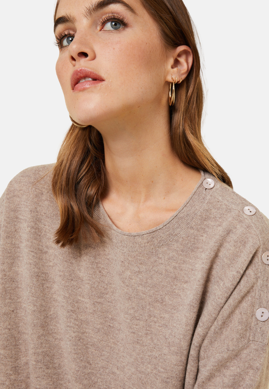 Loose-fit buttoned cashmere round-neck sweater - Acene