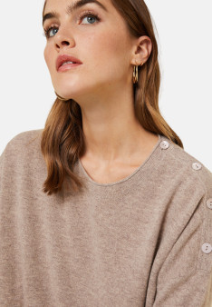 Loose-fit buttoned cashmere round-neck sweater - Acene