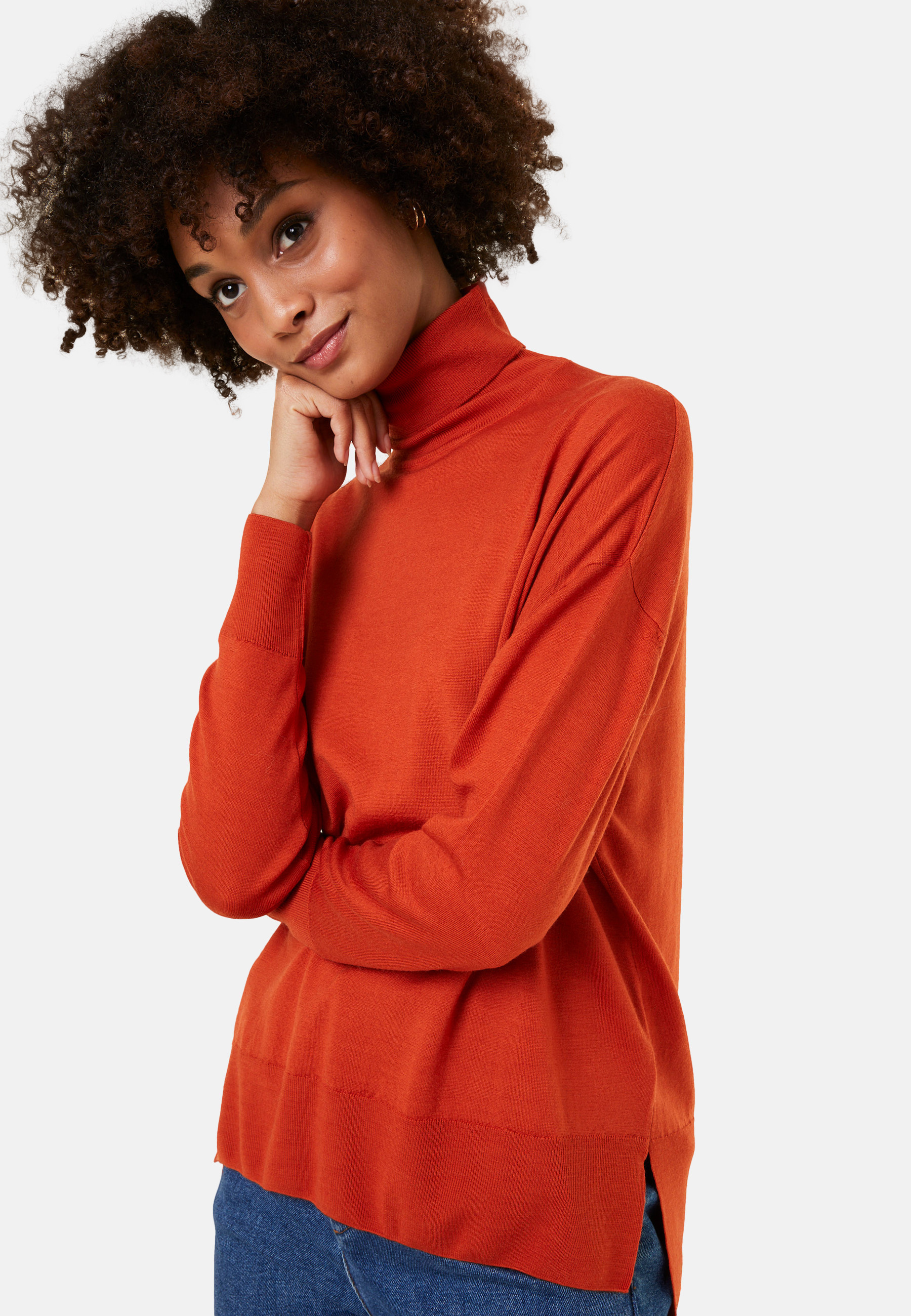 Pull col roulé à fentes en laine mérinos - Amy