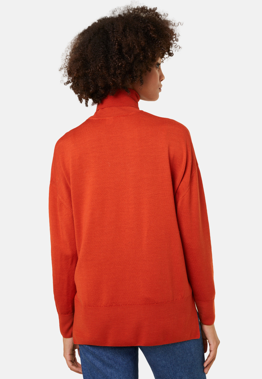Merino wool turtleneck sweater with slits - Amy