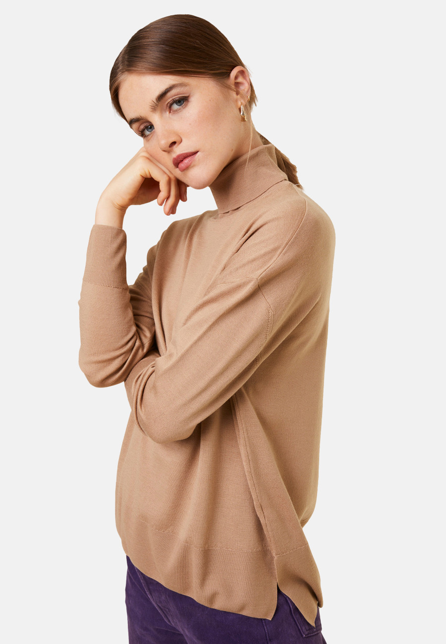 Col roulé à fentes laine mérinos - Amy