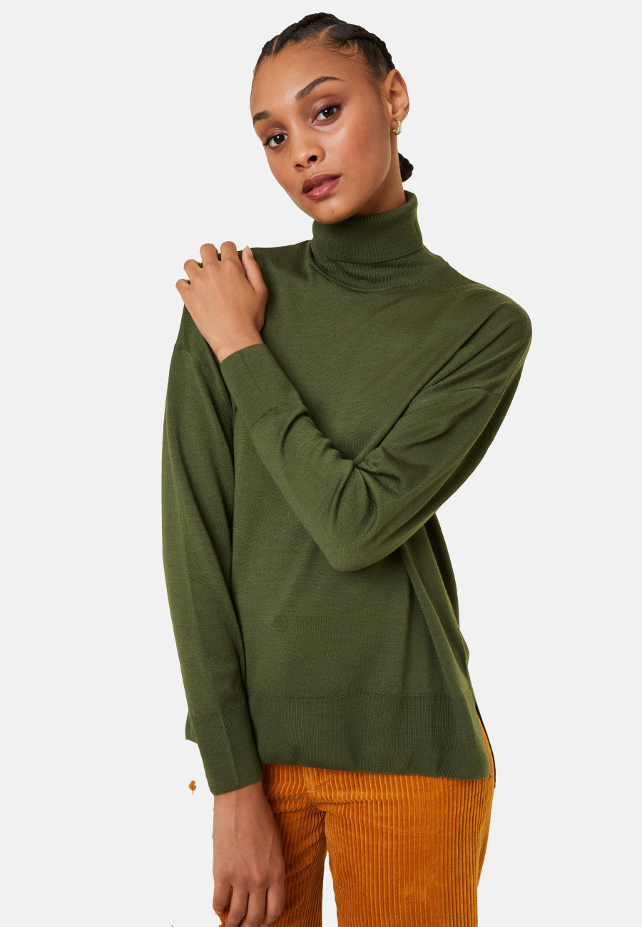 Col roulé à fentes laine mérinos - Amy