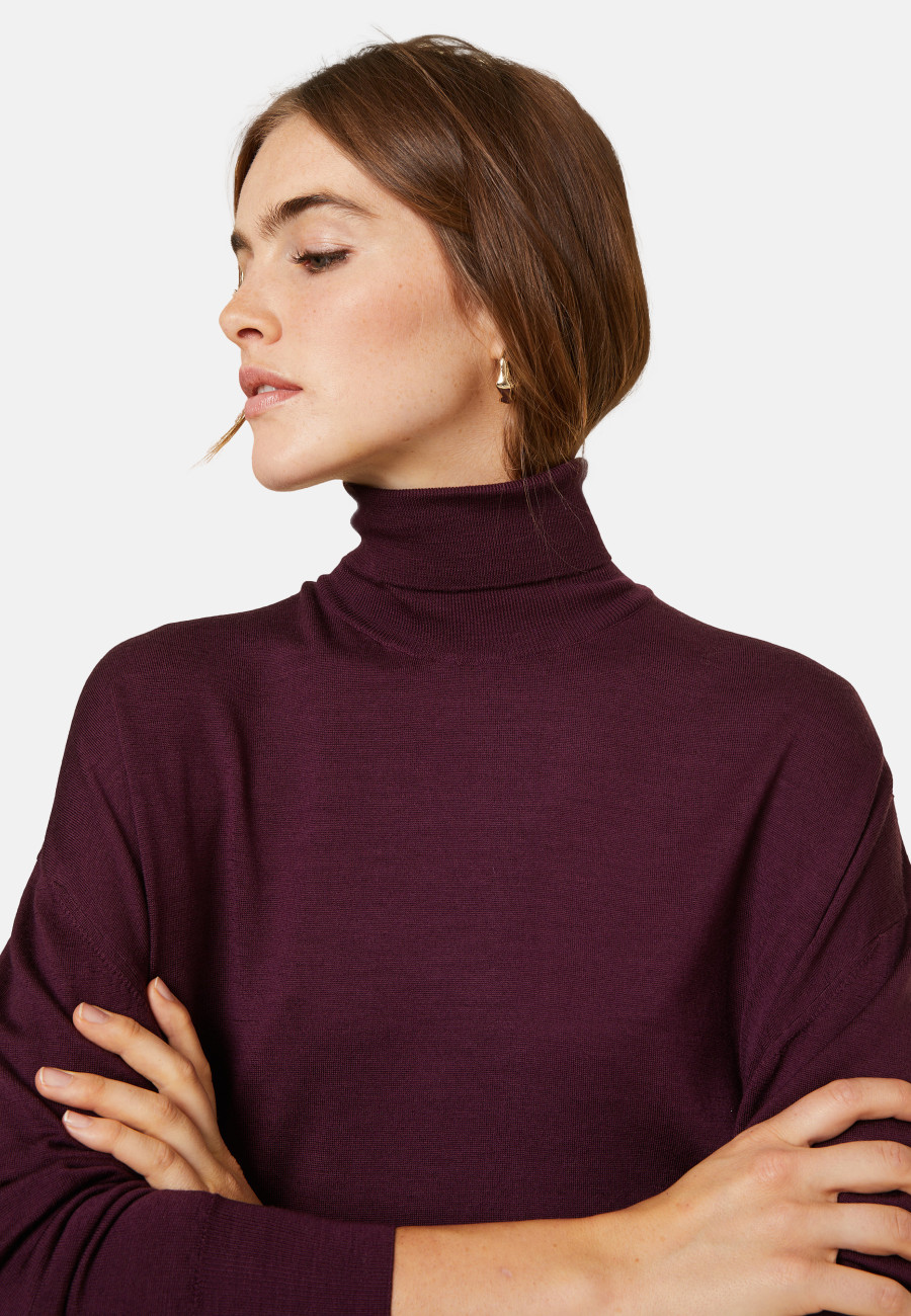 Merino wool turtleneck sweater with slits - Amy