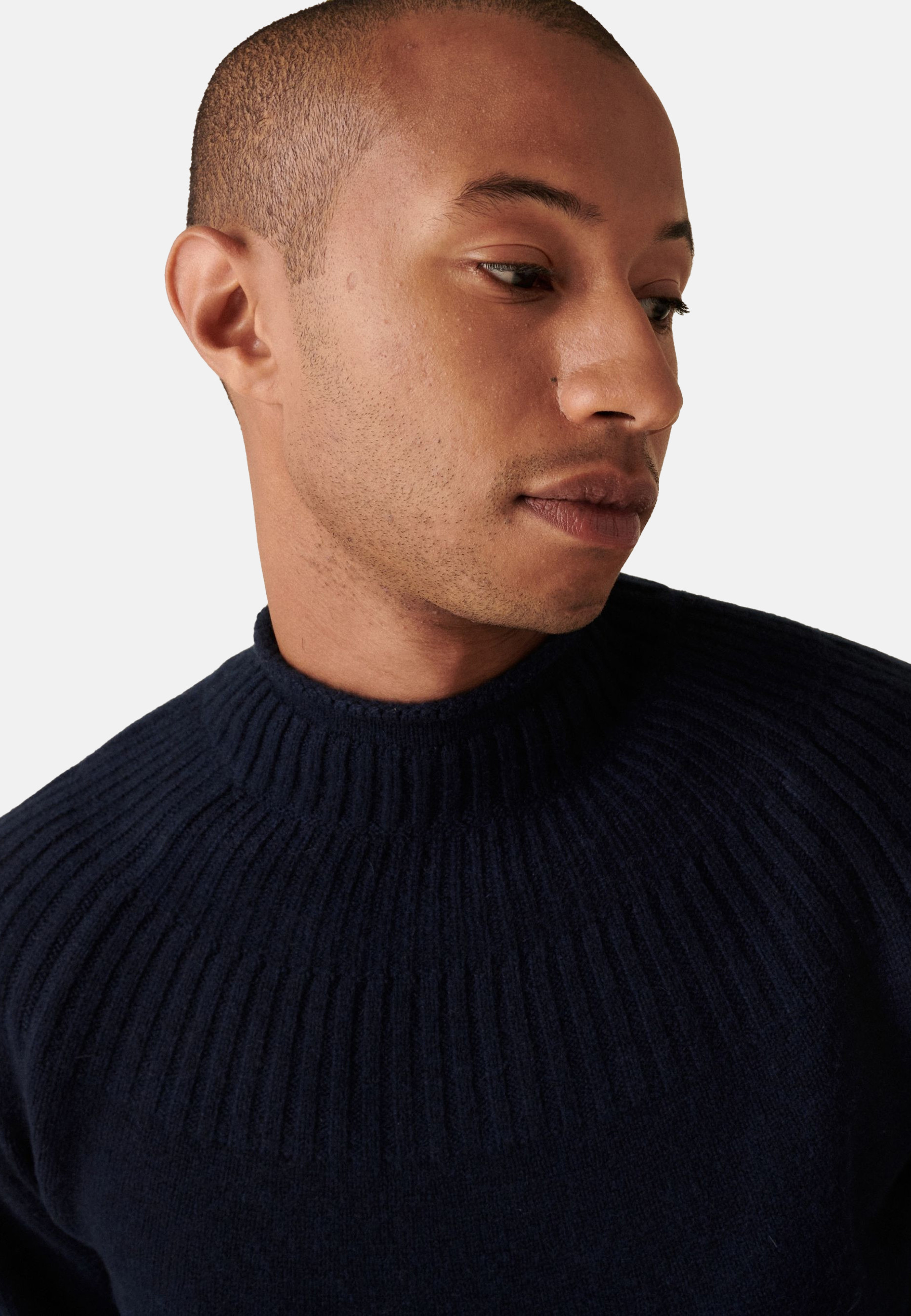 Pull en cachemire col avec jeu de mailles - Arman