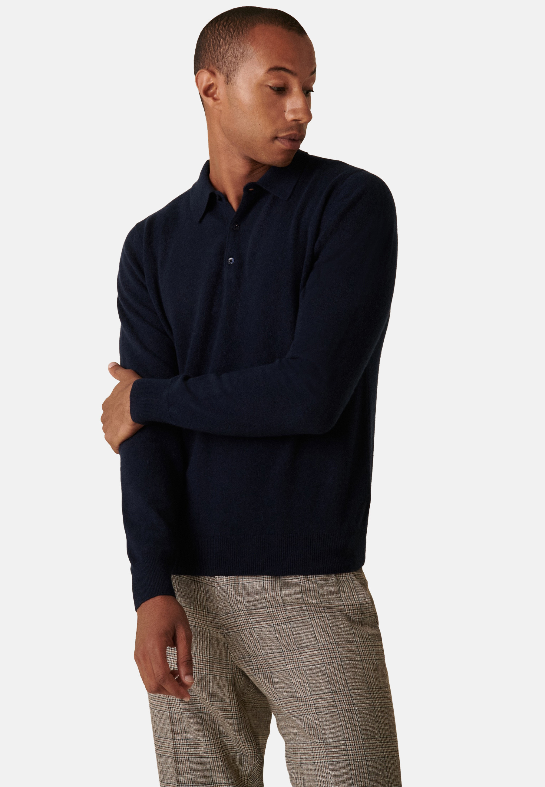 Pull col polo en cachemire - Emerson 7451 bronze - 83 Kaki