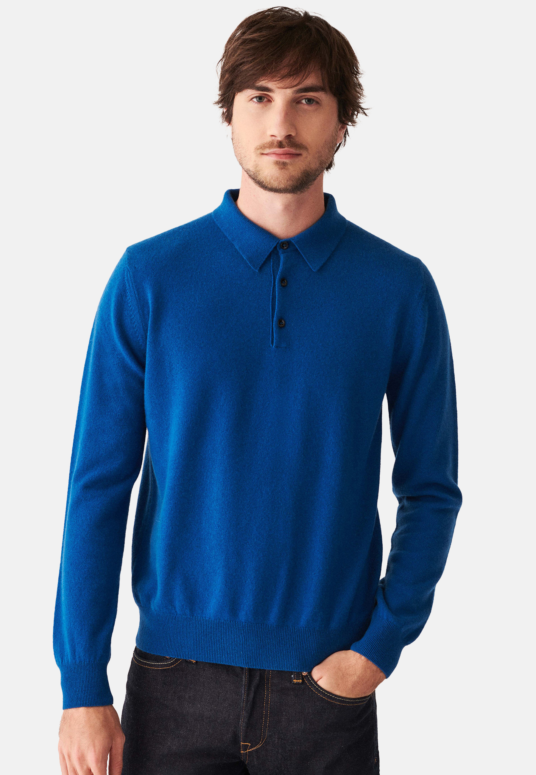 Pull col polo en cachemire - Emerson 7451 bronze - 83 Kaki