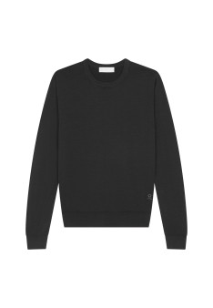 Pull col rond avec logo en laine mérinos - Eddie 7810 noir - 01 Noir