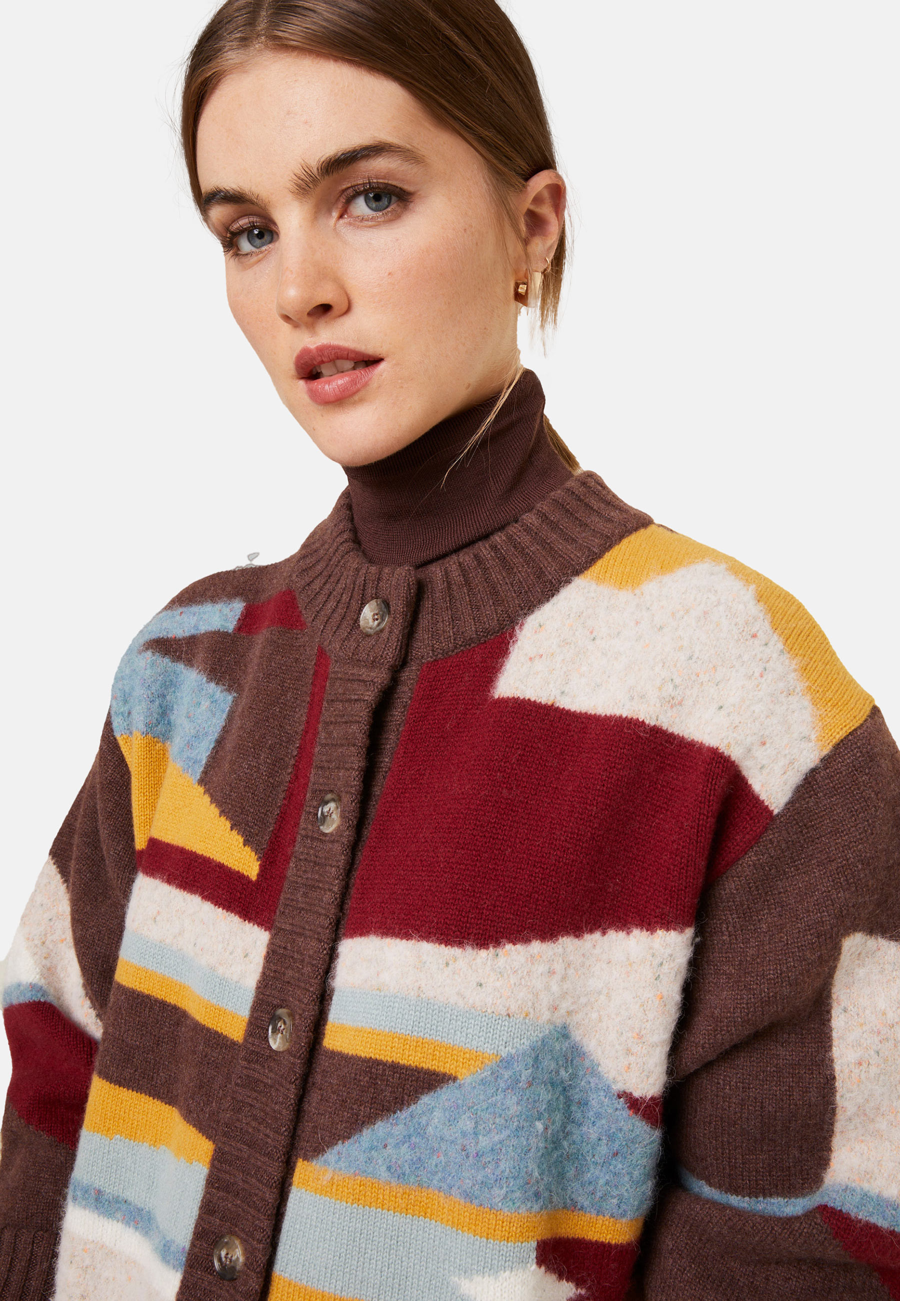 Veste boutonnée en mélange de laine - Gloria 7979 - 47 Marron foncé