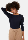 T-shirt boutonné en bambou cachemire col rond en maille fine - Aelia