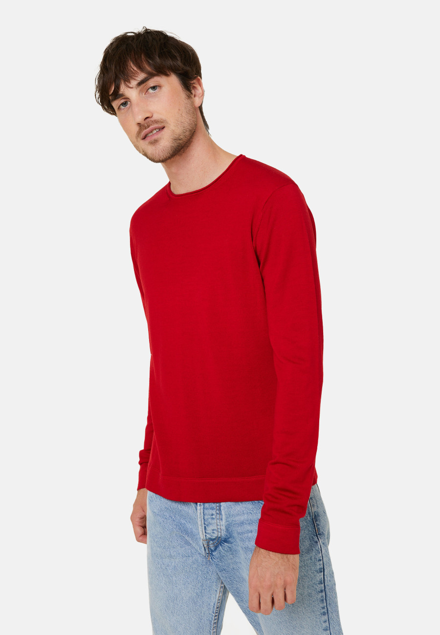 Round-neck merino wool sweater with rolled finishes - Rythme