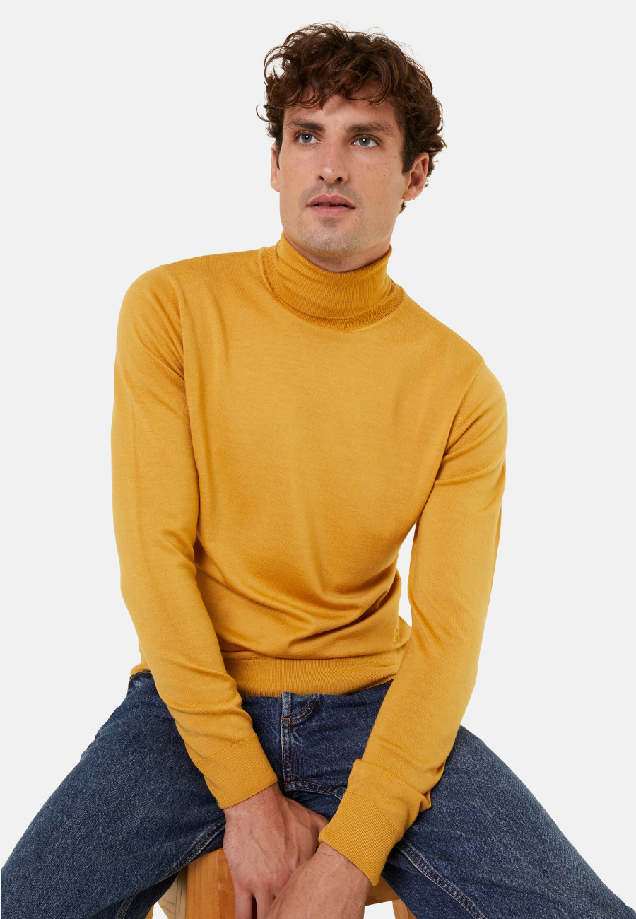 Suéter de gola alta com logotipo em lã merino - Enzo