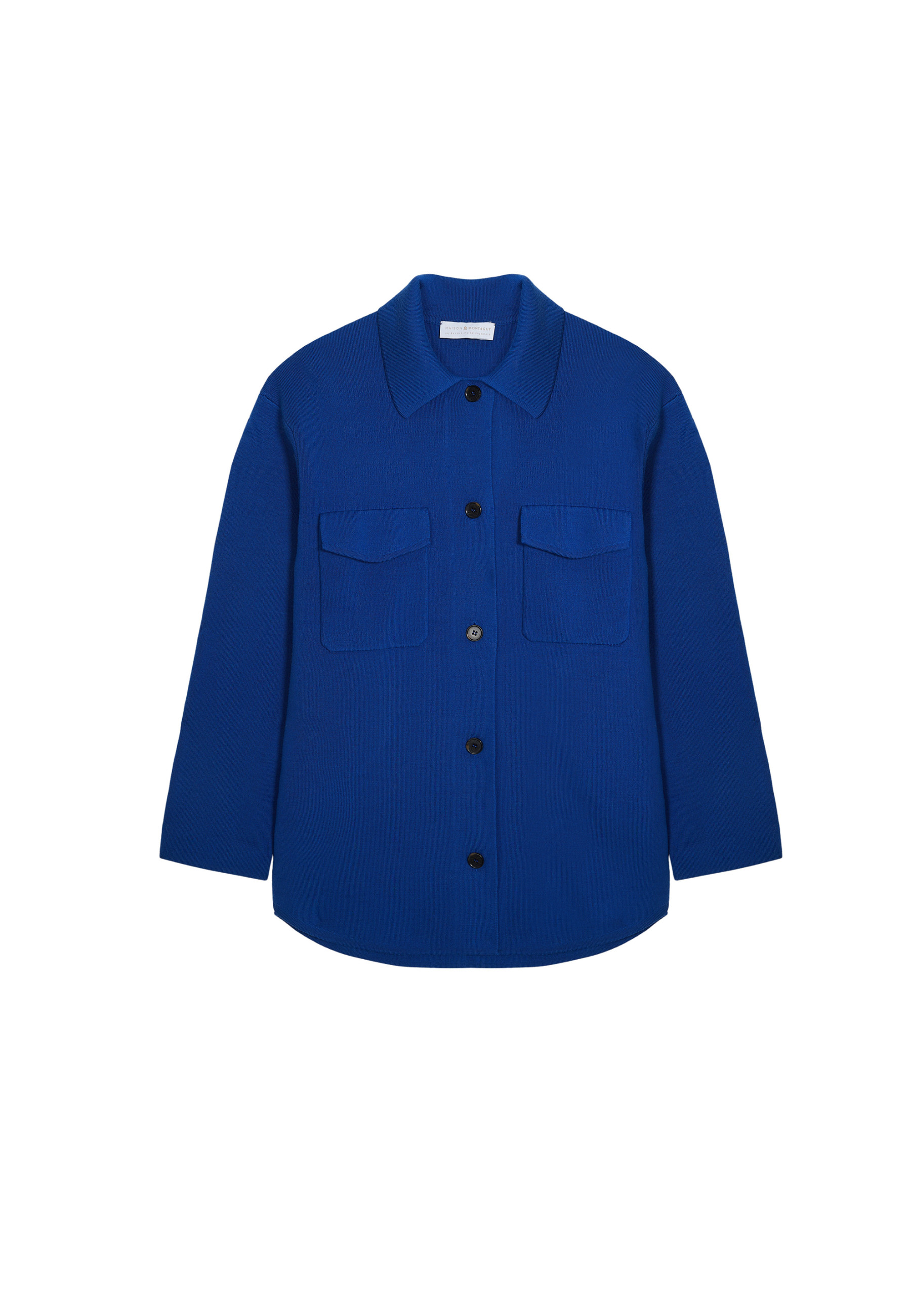 Veste boutonnée avec poches en laine mérinos - Giselle 7841 saphir - 03 Bleu foncé