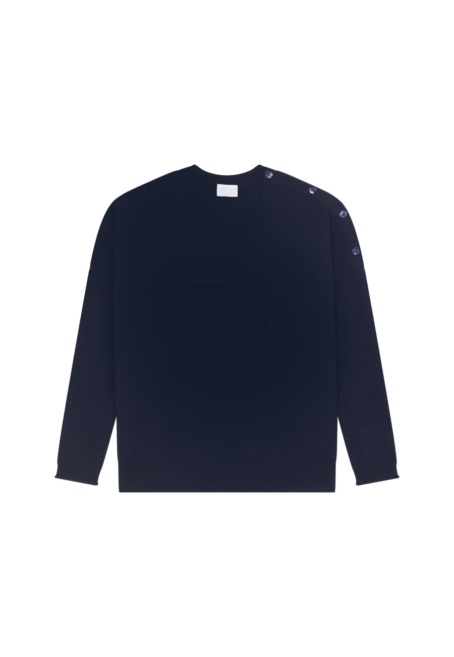 Pull ample boutonné à col rond en cachemire - Acene