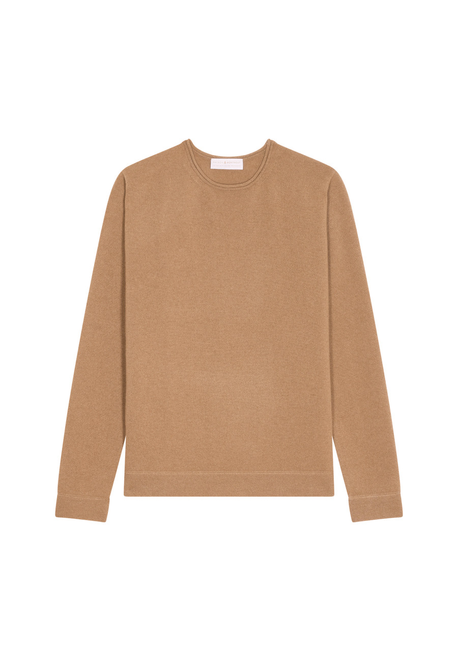 Round-neck cashmere sweater with rolled finishes - Ernest
