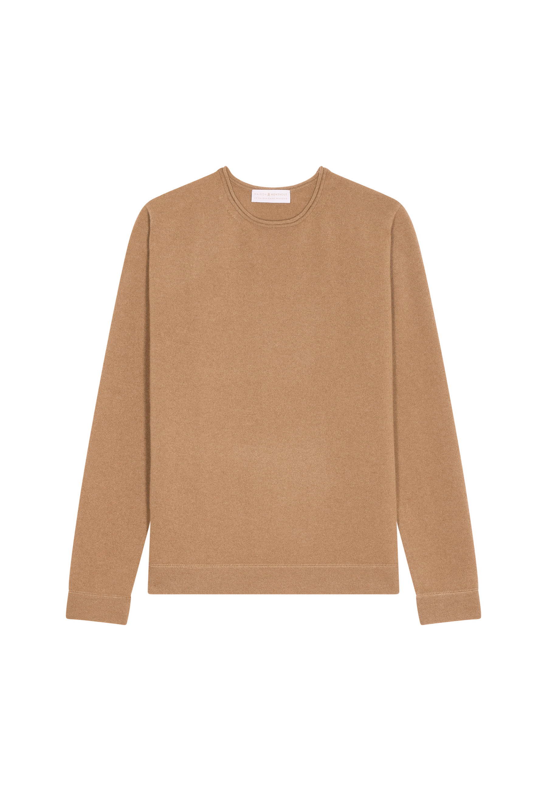 Pull col rond en cachemire finitions roulotées - Ernest 7820 camel - 88 Camel