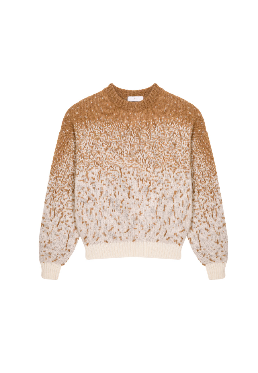Two-tone round-neck mohair sweater - Figaro