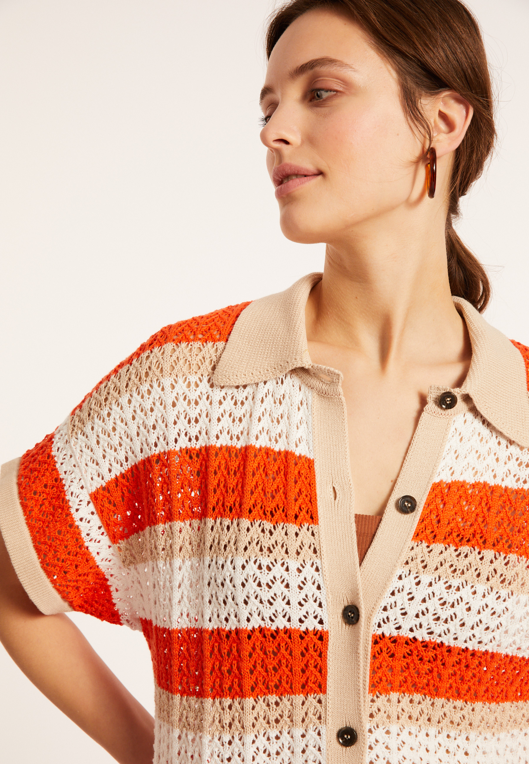 Chemisier ajouré en coton bio - Merlin 8120 - 15 Orange