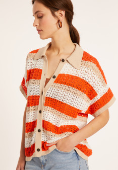 Organic cotton openwork blouse - Merlin