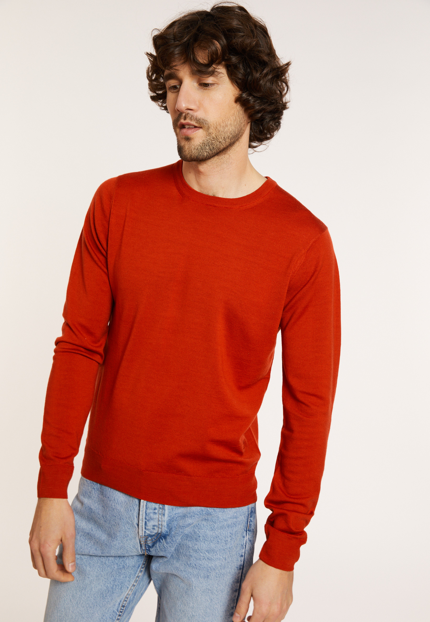 Crew neck sweater with logo in merino wool - Eddie