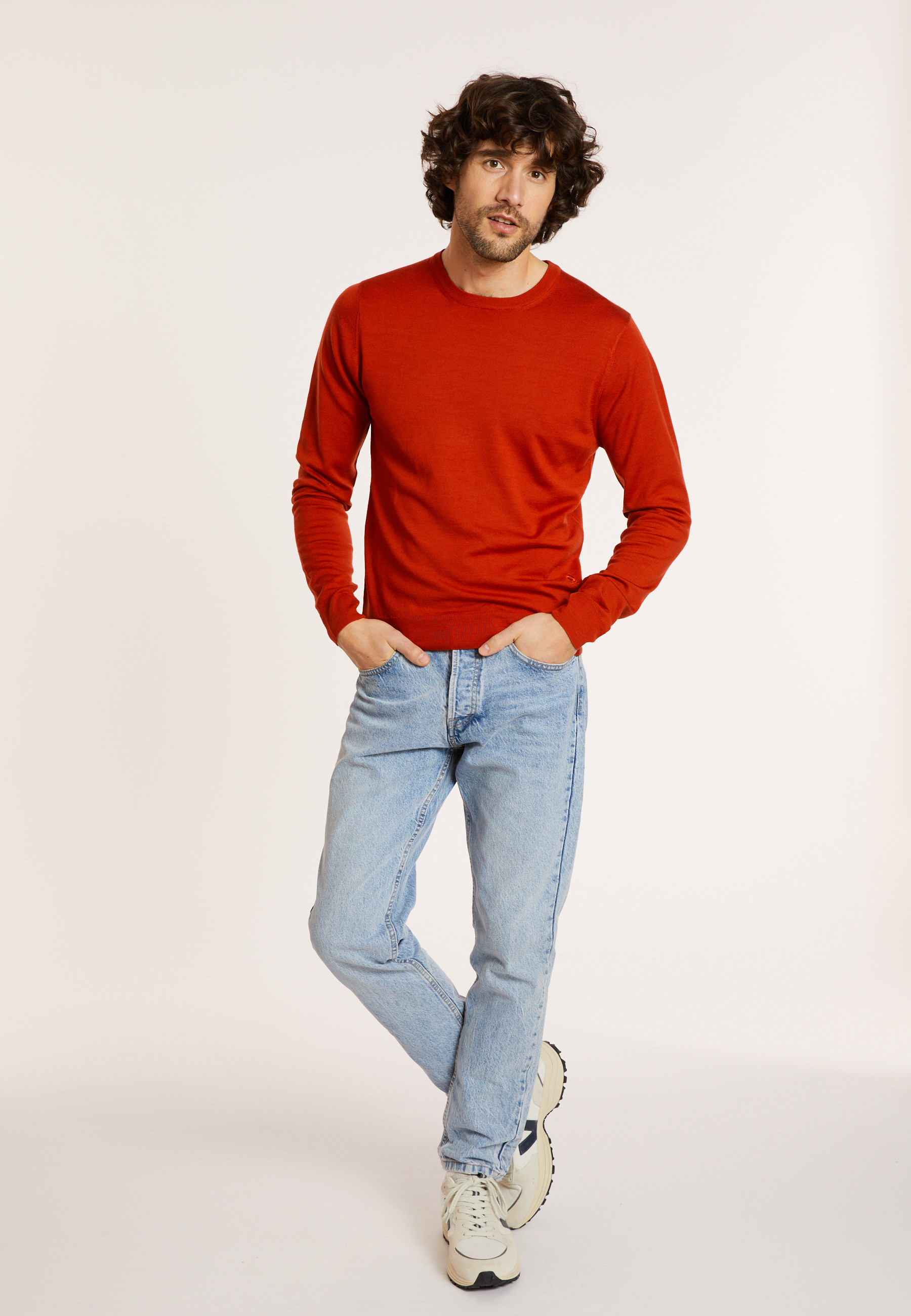 Crew neck sweater with logo in merino wool - Eddie