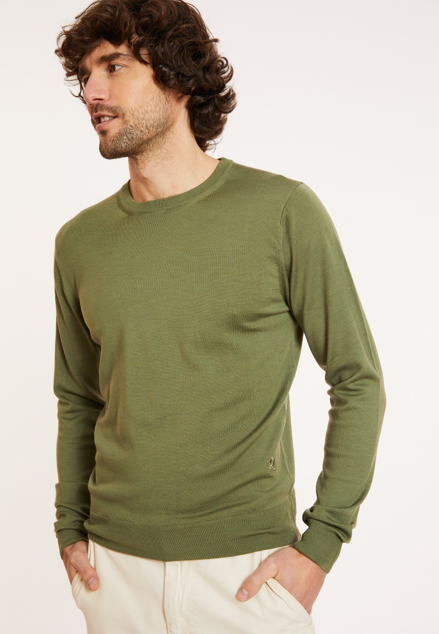 Crew neck sweater with logo in merino wool - Eddie
