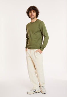 Crew neck sweater with logo in merino wool - Eddie