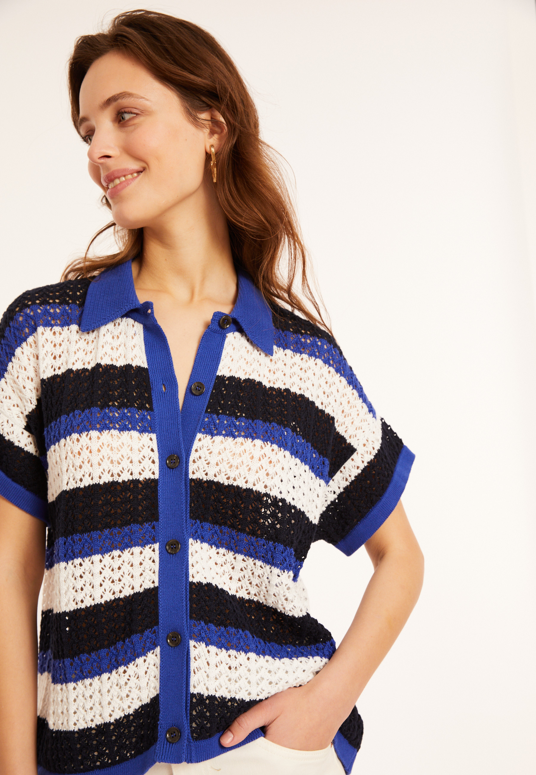 Organic cotton openwork blouse - Merlin